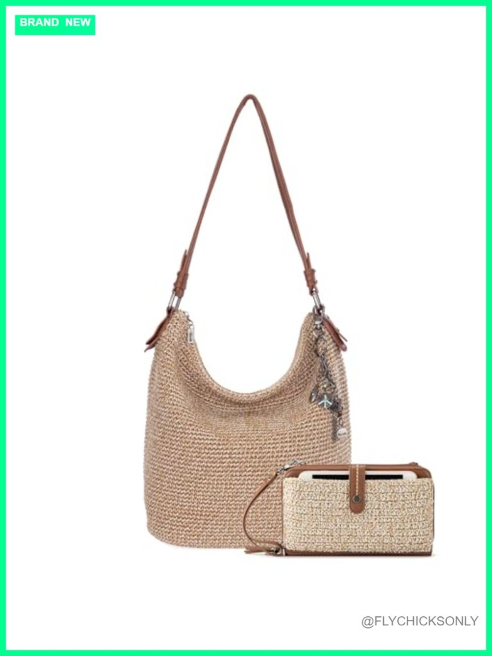 Crochet Hobo Handbag and Large Smartphone Crossbody Bag Set - 2 Piece Casual